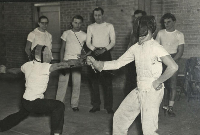 A demonstration at a Hillsdale College Fencing Class